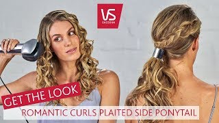 Get The Look Romantic Curls Plaited Side Ponytail  VS Sassoon [upl. by Aleron]