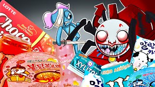 Convenience Store PINK BLUE Food Cho Cho Charles vs Pibby MUKBANG  MYMY Animation [upl. by Richie]