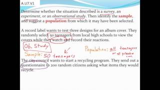 Identifying surveys experiments and observational studies and samplespopulations [upl. by Donni]