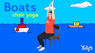 Row Your Boat Chair Yoga  Boat Pose  Kids Yoga Music and Mindfulness with Yo Re Mi [upl. by Etteluap]