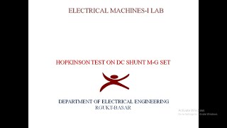 4 Hopkinsons test on dc shunt M G set [upl. by Hach]