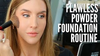 How to Apply POWDER FOUNDATION Without Looking Cakey  Routine for ANY Skin Type [upl. by Ella]