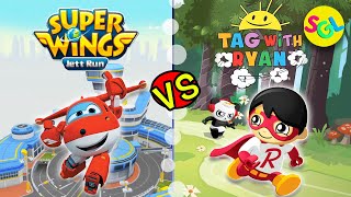 Tag with Ryan Red Titan VS Super Wings Jett Run Race Game  iPad Gameplay Smiles Giggles Laughs [upl. by Nazay985]