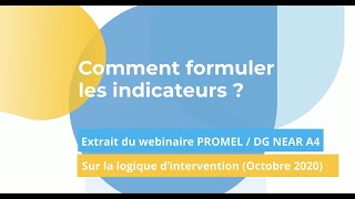 Comment formuler les indicateurs [upl. by Ahsakat]