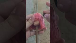 Making Anya Forger doll wig  SPY X FAMILY ooak doll wigs custom anya anime [upl. by Wiltshire]