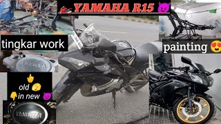 YAMAHA R15 😈  tinkering and painting work 🫣  cars motor work salman official  salmanofficial [upl. by Remliw]