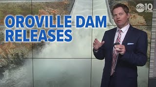 Californias Oroville Dam Spillway Water releases helping prevent dam failures flooding [upl. by Nylecoj604]