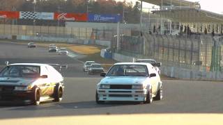 AE86 祭 Matsuri at Tsukuba Circuit N2 class race and crash [upl. by Surtemed995]