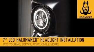 Harley 7quot LED Headlight Install from HOGWORKZ®Fits Touring Softail amp more [upl. by Leanora446]