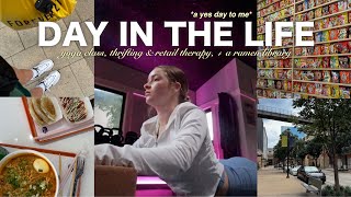 DAY IN THE LIFE yes to me day  yoga thrifting amp retail therapy hauls  the raymun library [upl. by Zoes18]