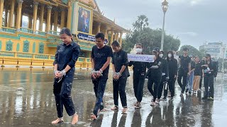 Environmental activists march in chains through Cambodia’s capital  Radio Free Asia RFA [upl. by Peednama418]