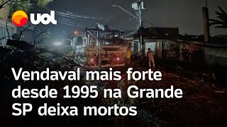 Chuva em São Paulo vendaval mais forte desde 1995 deixa mortos no estado [upl. by Alonso888]