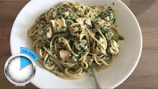 Pasta Spinazie Zalm roomsaus  spaghetti  tagliatelle  Vlogs amp recepten oum Younes 96 [upl. by Lorelle]