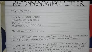 How to Write A Recommendation Letter for Students Step by Step  Writing Practices [upl. by Ahsitil]