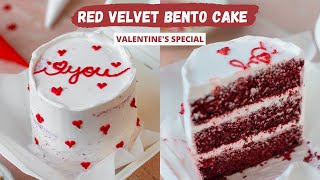 Red Velvet Bento Cake Eggless Lunch Box Cake  GIVEAWAY  Valentines Day Bento Cakes At Home [upl. by Bacchus731]