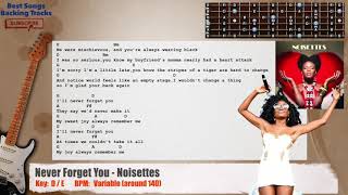 🎸 Never Forget You  Noisettes Guitar Backing Track with chords and lyrics [upl. by Ahtenek]