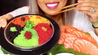 ASMR Raw Salmon Sashimi amp Tobiko Crunchy Sounds  Eating Rainbow Sushi No Talking [upl. by Ralaigh719]