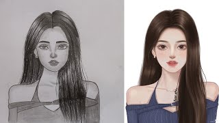 How to draw a Beautiful Girl  Step by step pencil sketch for beginners  Girl Drawing [upl. by Darelle]