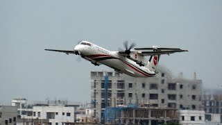 Biman Dash 8 avoiding bird strike on Takeoff [upl. by Litnahc92]