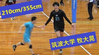 210cm 和製ムセルスキー 牧大晃 選手のプレー集 伸びしろ 筑波大学 バレーボール RJ355cm 黒鷲旗2023 一日目より Japan volleyball [upl. by Tri]