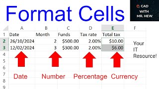 How to format cells  currency percentage number decimal place date Excel Microsoft [upl. by Kieger]