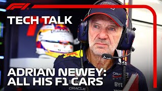 Every Adrian Newey F1 Car  F1 TV Tech Talk [upl. by Einnalem]