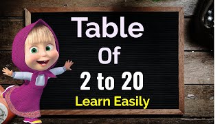 Learn Multiplication Table of 2 to 20 Table 2 to 20 2 se 20 ka pahada Table learning Maths table [upl. by Dempster192]