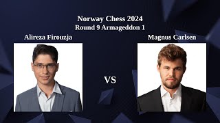 Magnus 🐐 Carlsen beats Alireza Firouzja  Round 9 Armageddon 1  Norway Chess 2024 [upl. by Suirad]