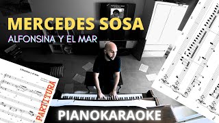 Mercedes Sosa  Alfonsina y el mar Partitura  Pianokaraoke [upl. by Elyc]