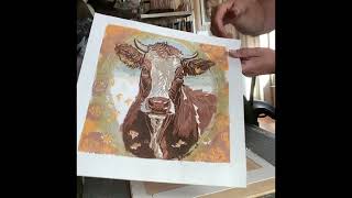 Cow  Reduction Lino Print  7th Layer [upl. by Alana841]