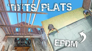 ON CONSTRUIT DEUX TOITURES PLATES AVEC EPDM EN 5 JOURS  EP30 [upl. by Cybil140]