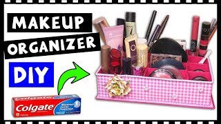 💄 DIY makeup ORGANIZER with 3 toothpaste BOXES 👉 aPasos Crafts DIY [upl. by Mhoj914]