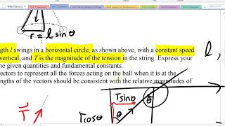 AP Physics 1  2002 FRQ 2  Circular MotionConical Pendulum Example [upl. by Artimas]