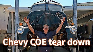 Chevy COE tear down begins  Motorhome frame swap [upl. by Ienttirb847]