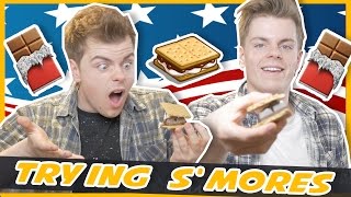 BRITISH TWINS MAKING AMERICAN SMORES RECIPE  NikiNSammy [upl. by Bannister]