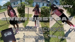 GRWM FIRST DAY OF MIDDLE SCHOOL 6th Grade ootd grwm nails hair and more [upl. by Arahd]