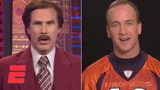 Ron Burgundy interviews Peyton Manning on SportsCenter  ESPN Archive [upl. by Rramel]