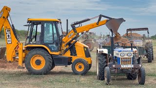 JCB 3DX Backhoe Loader Pond Mud Loading in Tractor for Farming Land  jcb and tractor [upl. by Jemima718]