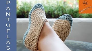 PantuflasZapatillas muy fáciles tejidas en dos agujasSoy Woolly [upl. by Ahsekan887]