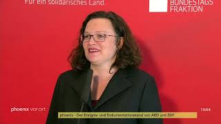 Andrea Nahles zur Fraktionssitzung der SPD am 091018 [upl. by Dazraf]