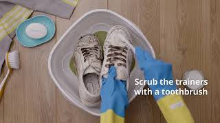 How to wash white sneakers  Cleanipedia [upl. by Naened]