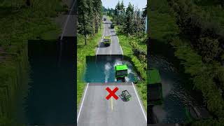 Dump trucks vs water pit 21  BeamNG drive beamngdrive carsvsstairs carsvsmassivepotholes [upl. by Nonnad544]