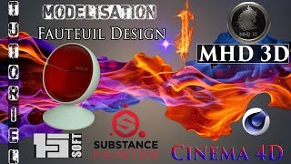 Modélisation Fauteuil Design  Substance Painter  Modélisation dépliage UV Export Texture [upl. by Yesnik]