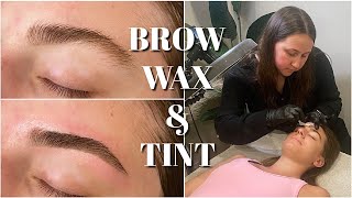 BROW WAX amp TINT  How To Achieve Thicker Brows  Step by Step  Licensed Esthetician [upl. by Erasme169]