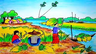 farmer drawing easy। how to draw farmer with tree [upl. by Gnoc]