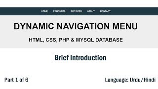 Dynamic Menu In PHP amp MySQL Brief Introduction UrduHindi Part 16 [upl. by Andria]