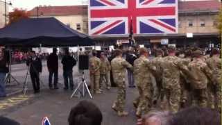 The Royal Anglian Regiment march into Market Place Romford [upl. by Eitsud374]