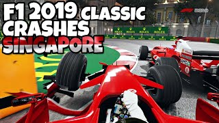 F1 2019 CLASSIC CRASHES SINGAPORE [upl. by Ednalrym639]