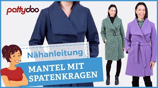 Mantel nähen lernen  Tutorial 2 Anleitung Leistentaschen Abnäher Schulterpolster Gürtel uvm [upl. by Brinna]