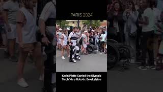 Kevin Piette Carried the Olympic Torch Via a Robotic Exoskeleton paris2024 Olympics kevinpiette [upl. by Iralav]